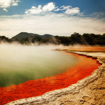 The Champagne Pool at Waiotapu geothermal area on the north island of New Zealand.