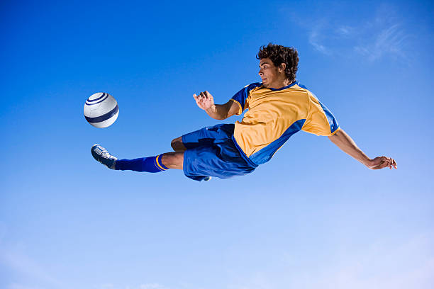 istock Airborne Soccer Player Doing a Side Volley Kick 108226223