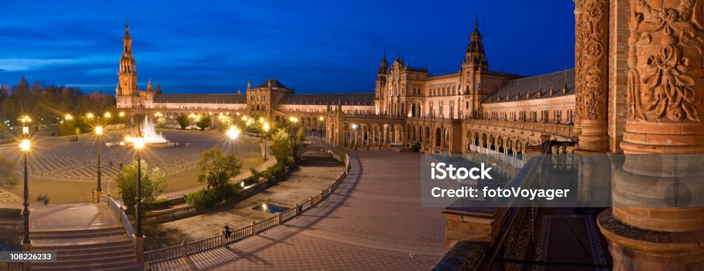 Plaza de España in Sevilla, Spanien, blue dusk - Lizenzfrei Sevilla Stock-Foto