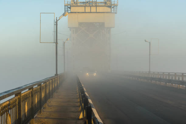 istock Foggy morning on a bridge in Kremenchug, Ukraine 1082262498