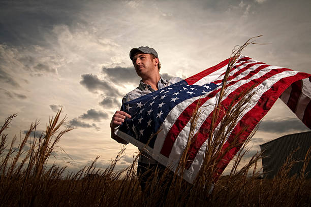 Farmer with American Flag