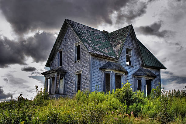 Spooky Abandoned House in New Brunswick stock photo