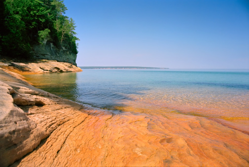 The shore of Lake Superior at Pictured Rocks National Seashore.  Shot with a Contax RX and drum scanned.