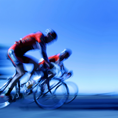 fast bicycle racers with motion blur, square frame (XXL)
