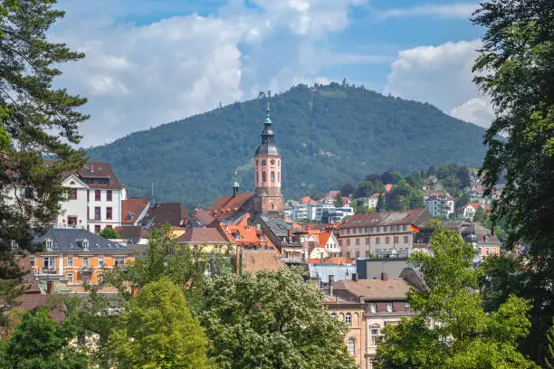 Panoramic view on collegiate church  Baden-Baden, Germany, Europe in the summer