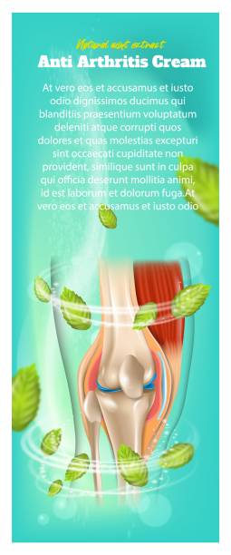 banner anti arthritis cream naturalny ekstrakt z mięty - boczny półmisek stock illustrations