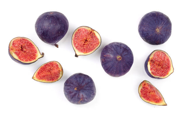 istock fig fruits isolated on white background. Top view. Flat lay pattern 1082280912