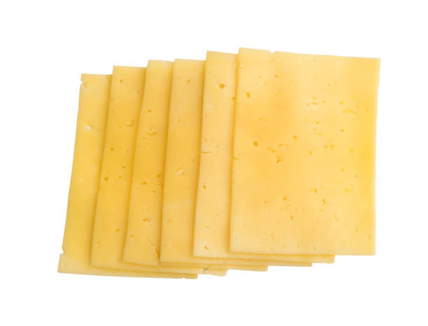 Sliced Gouda Cheese Isolated on White Background