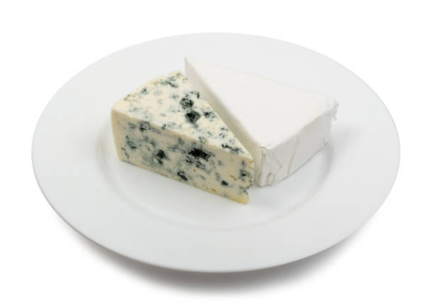 istock Piece of Blue Cheese and White Cheese on Plate 1082289742