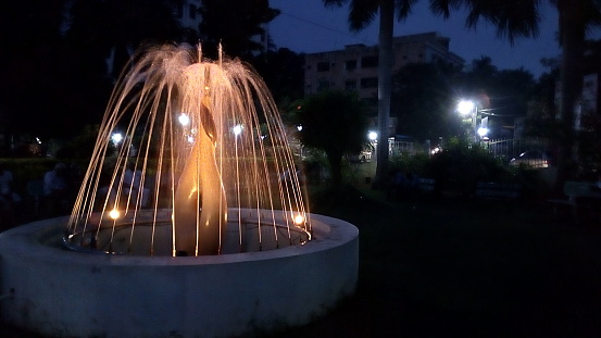 This is the picture of a fountain in the park