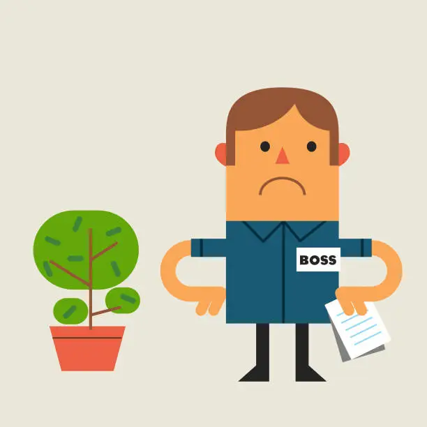 Vector illustration of unhappy boss