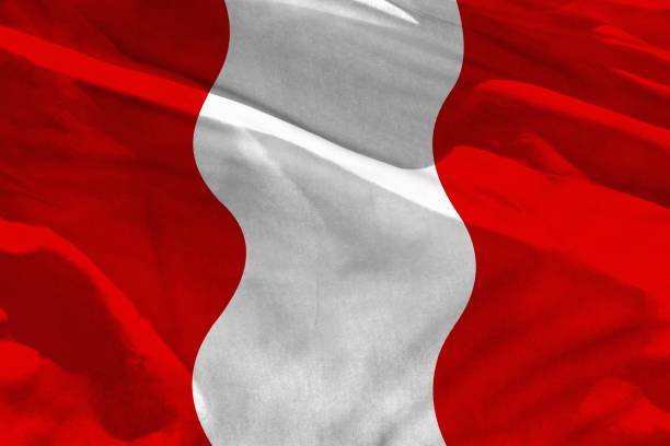 istock Waving Peru flag for using as texture or background, the flag is fluttering on the wind 1082305030