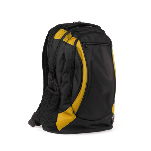 istock Yellow backpack isolated on white background. Children's school satchel, colored briefcase for teens 1082311268