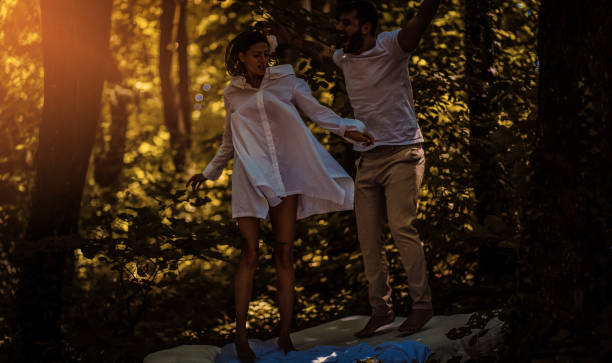 They enjoy each day in love. Young couple in nature.