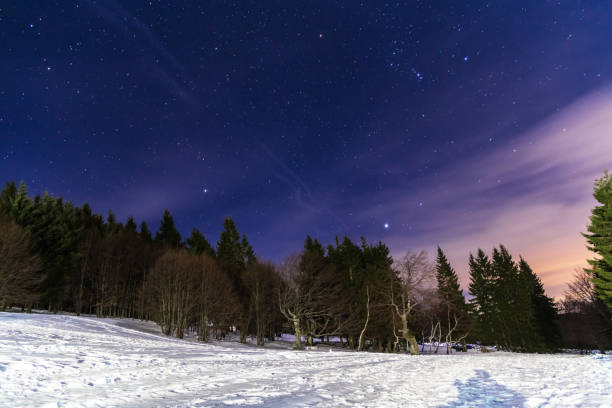 istock Mountain landscape at winter and beautifull starry sky 1082325856