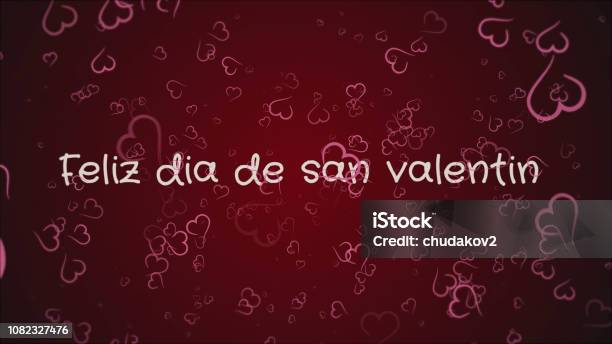 Feliz Dia De San Valentin Happy Valentines Day In Spanish Language Greeting Card Stock Illustration - Download Image Now