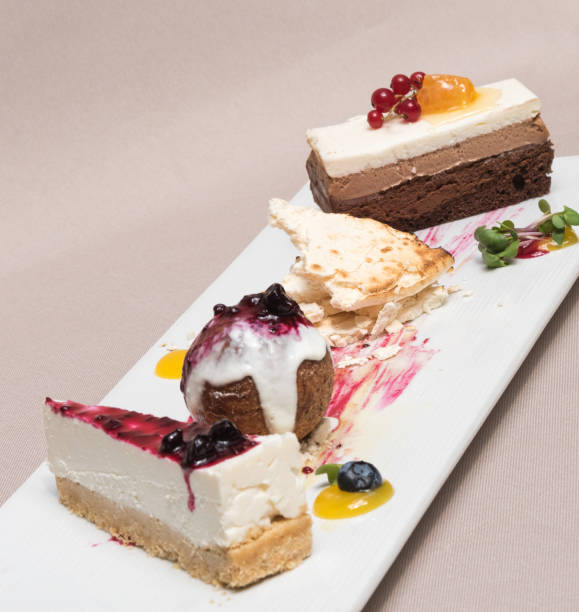 istock Different types of dessert placed on white plate 1082332288