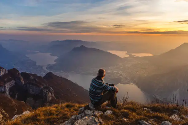 Hiker solo on the mountain