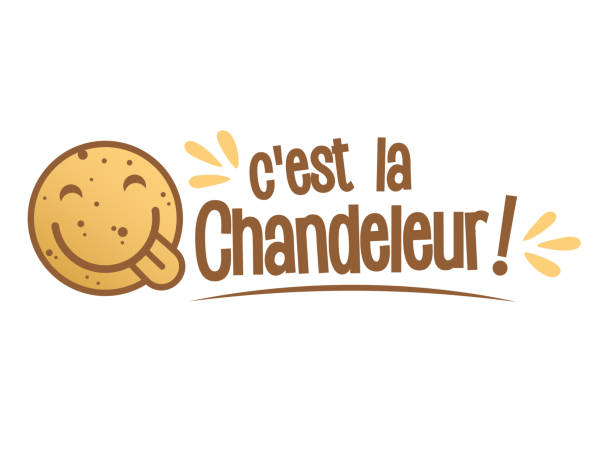 It's candlestick C’est la Chandeleur means This is the Candlemas Day, the day of crêpes (a thin pancakes) candlemas stock illustrations