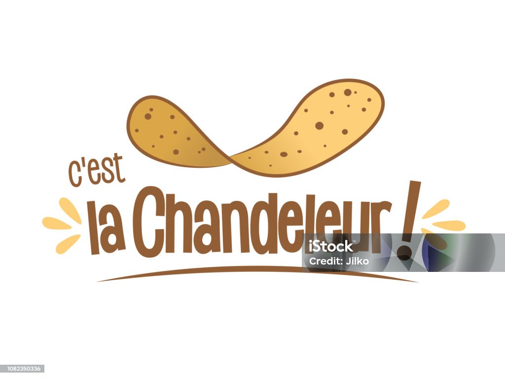 It's candlestick C’est la Chandeleur means This is the Candlemas Day, the day of crêpes (a thin pancakes) Crêpe - Pancake stock vector