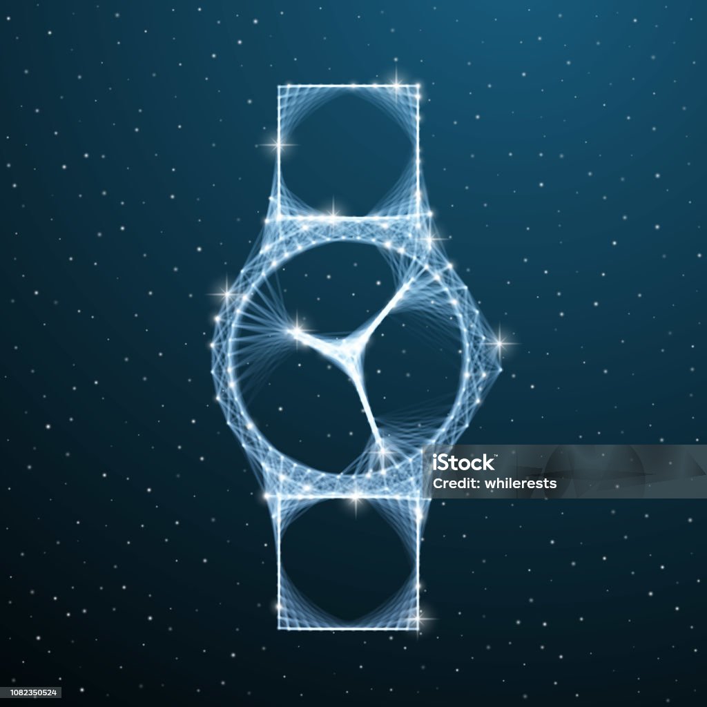 Simple Watch Wireframe Wristwatch Low Poly Linear Object Digital Wireframe Smart Wrist Clock ...