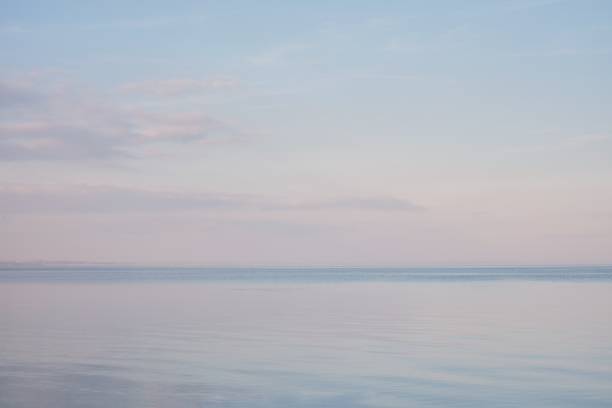 Blue sky landscape without clouds spreading on the sea in the late winter