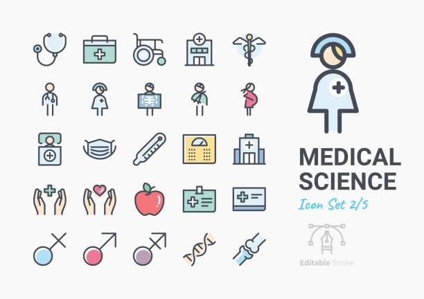 Medical Science icon set Medical Science icon set female rib cage stock illustrations