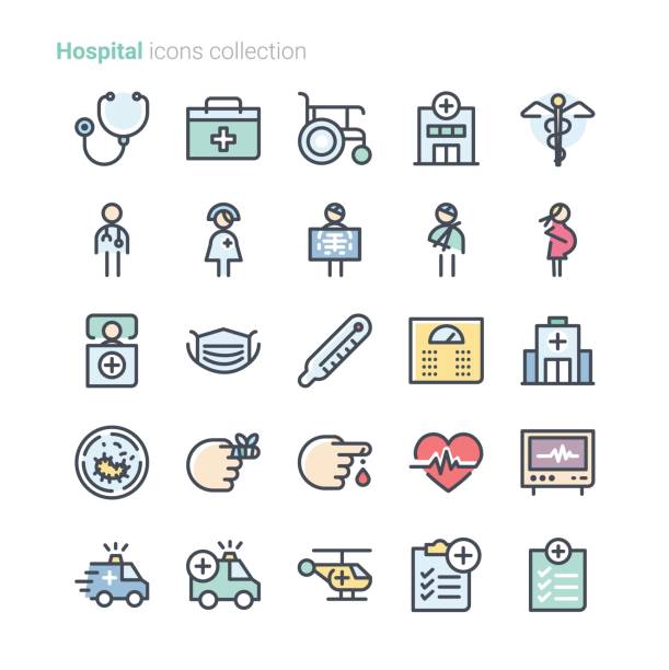 Hospital icons collection Hospital icons collection arm sling stock illustrations