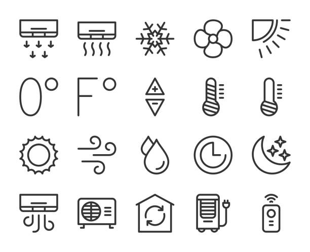 Air Conditioner - Line Icons Air Conditioner Line Icons Vector EPS File. cool climate stock illustrations