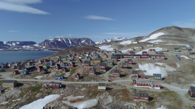 Aerial Drone Footage Of A Remote Settlement In Greenland - Ittoqqortoormiit 2