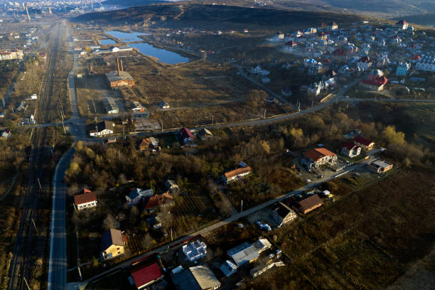 istock aerial drone view with real estate development 1082373448