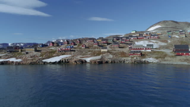 Aerial Drone Footage Of A Remote Settlement In Greenland - Ittoqqortoormiit