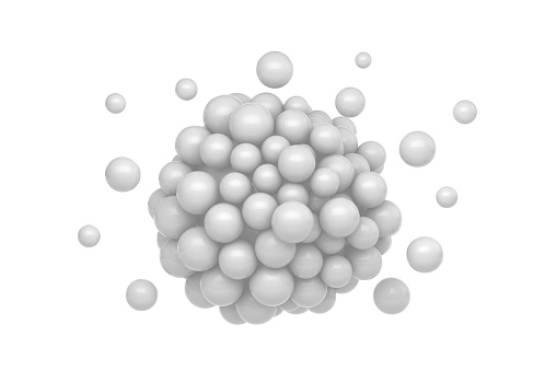Abstract white spheres on white background.