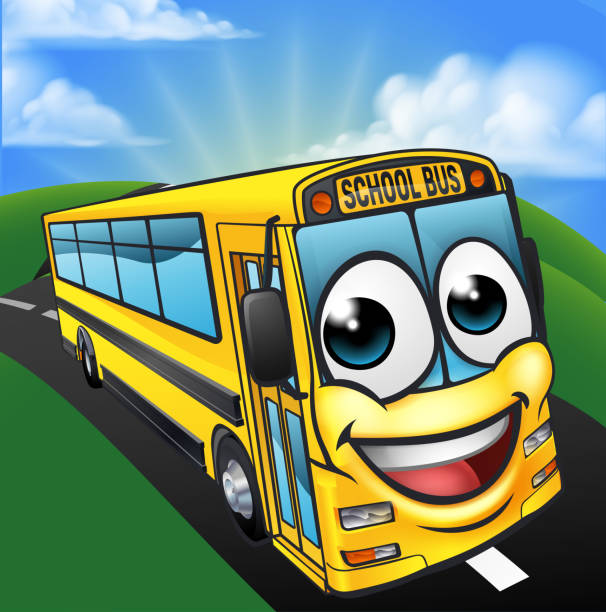 School Bus Cartoon Character Mascot Scene Stock Illustration - Download  Image Now - School Bus, Bus, Smiling - iStock