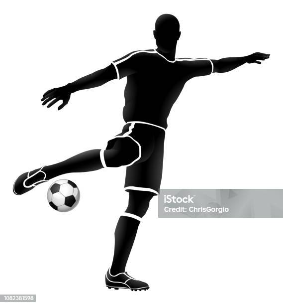 Soccer Football Player Sports Silhouette Stock Illustration - Download Image Now - Soccer Player, In Silhouette, Soccer