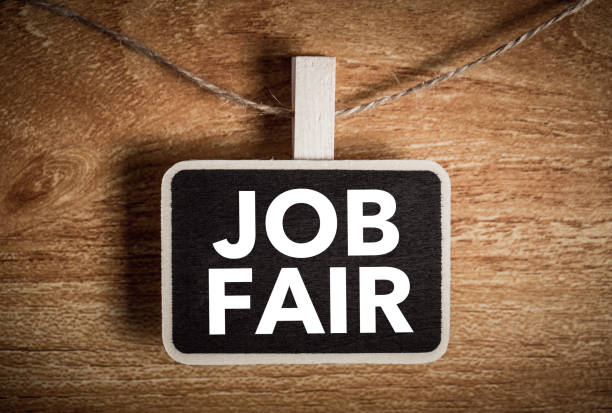 istock Job Fair Text On Blackboard Sign Board 1082393096