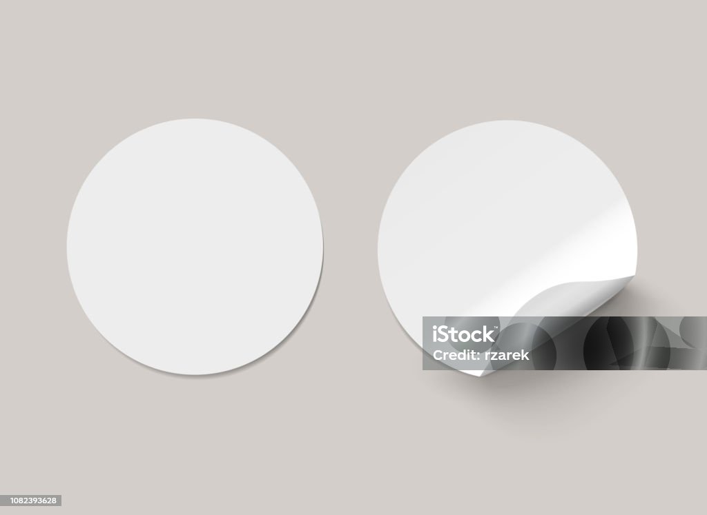 Vektor Weißbuch realistische runden Aufklebern mit gebogenen Ecke auf transparenten Hintergrund. - Lizenzfrei Aufkleber Vektorgrafik