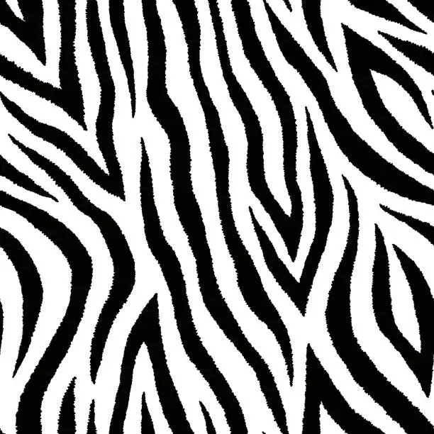 Vector illustration of Seamless pattern with zebra fur print. Vector wallpaper. Animal skin texture.
