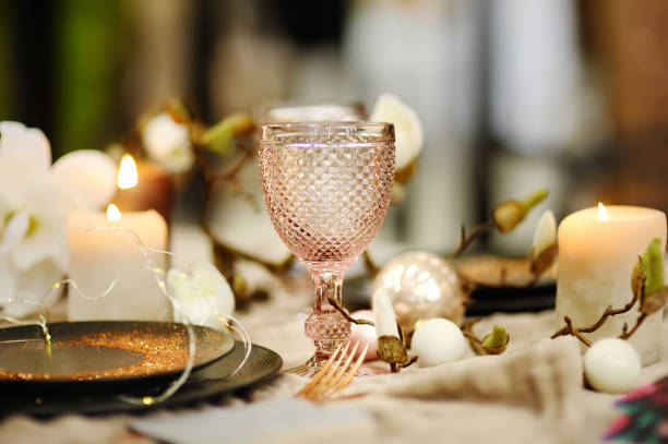 istock Table set for wedding reception or Christmas/New Year party 1082401590