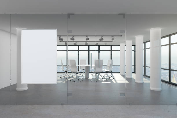 istock Modern meeting room with empty poster 1082404818