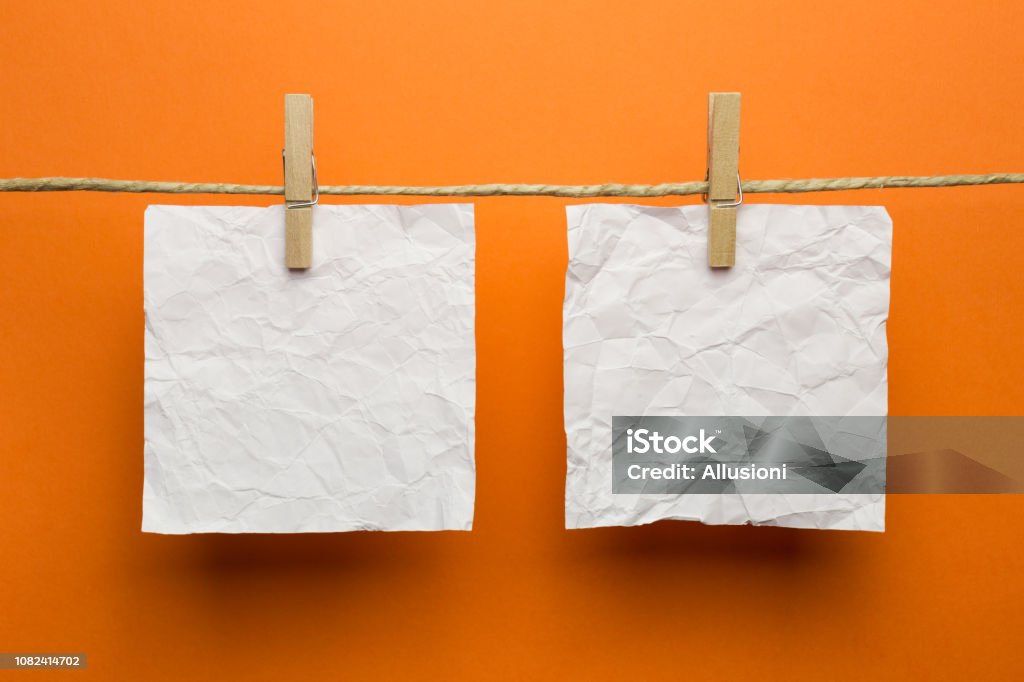 Paper String Background Blank Paper Notes On The String Over Color Background Stock Photo ...