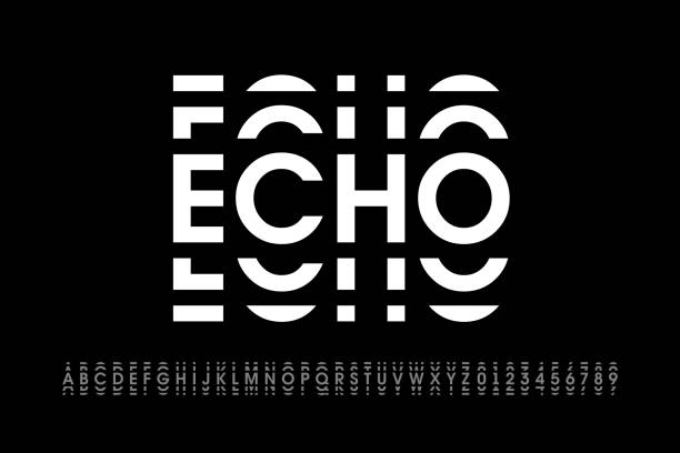 Echo style modern font Echo style modern font, alphabet letters and numbers vector illustration repetition stock illustrations