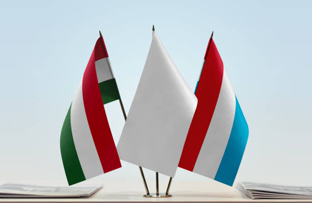 istock Flags of Hungary and Luxembourg 1082422392