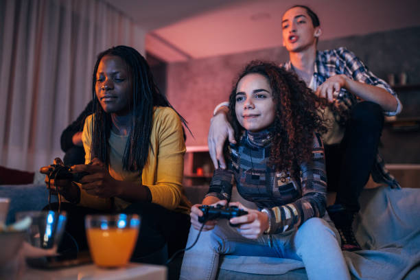 istock Video games night at home 1082423810
