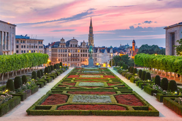 Brussels at sunset, Brussels, Belgium Old Town at sunset in Brussels, Belgium capital region stock pictures, royalty-free photos & images