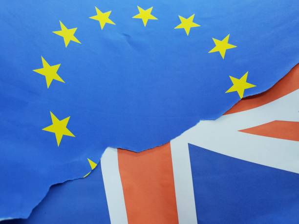 istock Union Jack, EU flag and Brexit 1082429232
