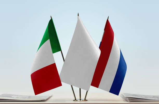 istock Flags of Italy and Netherlands 1082431992