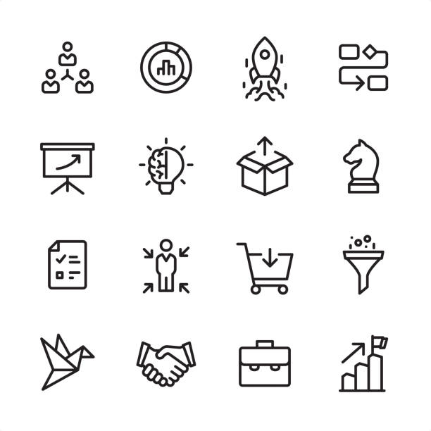 ilustrações de stock, clip art, desenhos animados e ícones de product management - outline icon set - pasta executiva