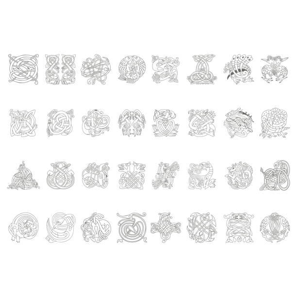 monochrome icon with Celtic art and ethnic ornaments monochrome icon with Celtic art and ethnic ornaments for your design celtic dragon tattoo stock illustrations