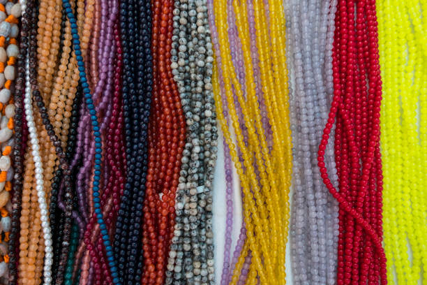 istock Stylish colored beads necklaces. 1082455062